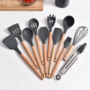 Kit Utensílios Silicone e Madeira 12 Peças IZECook