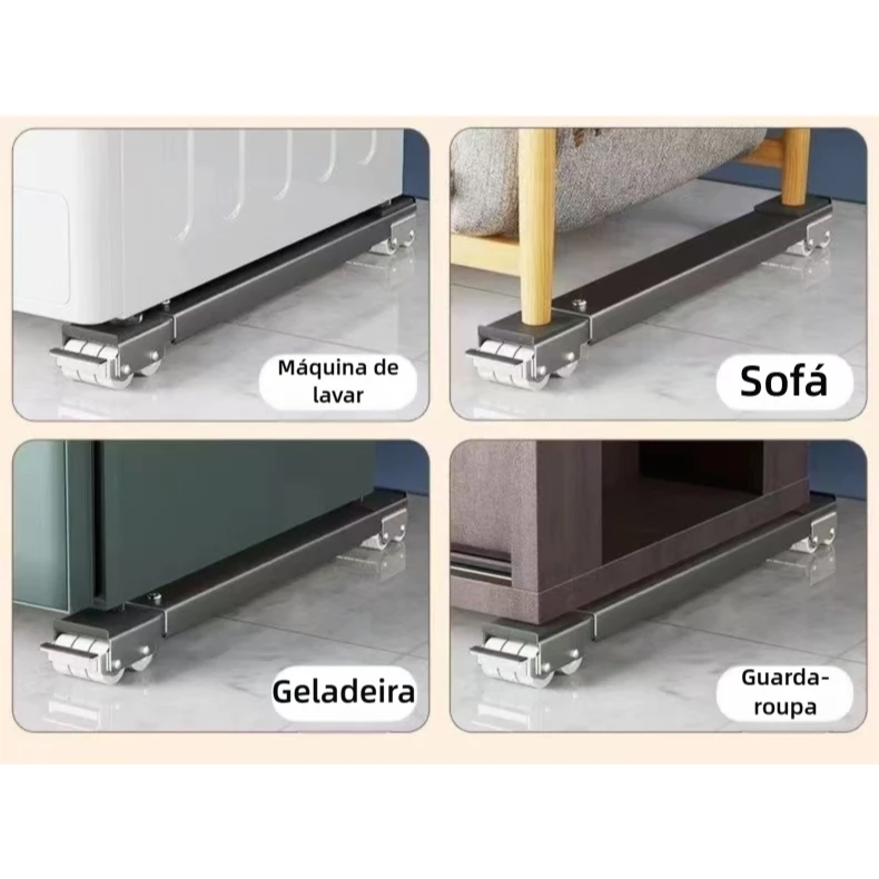 Suporte Com Rodinhas Ajustável Para Máquina De Lavar, Lava Louças Geladeira e Fogão Até 200kg IZEUTILITY IZESHOP