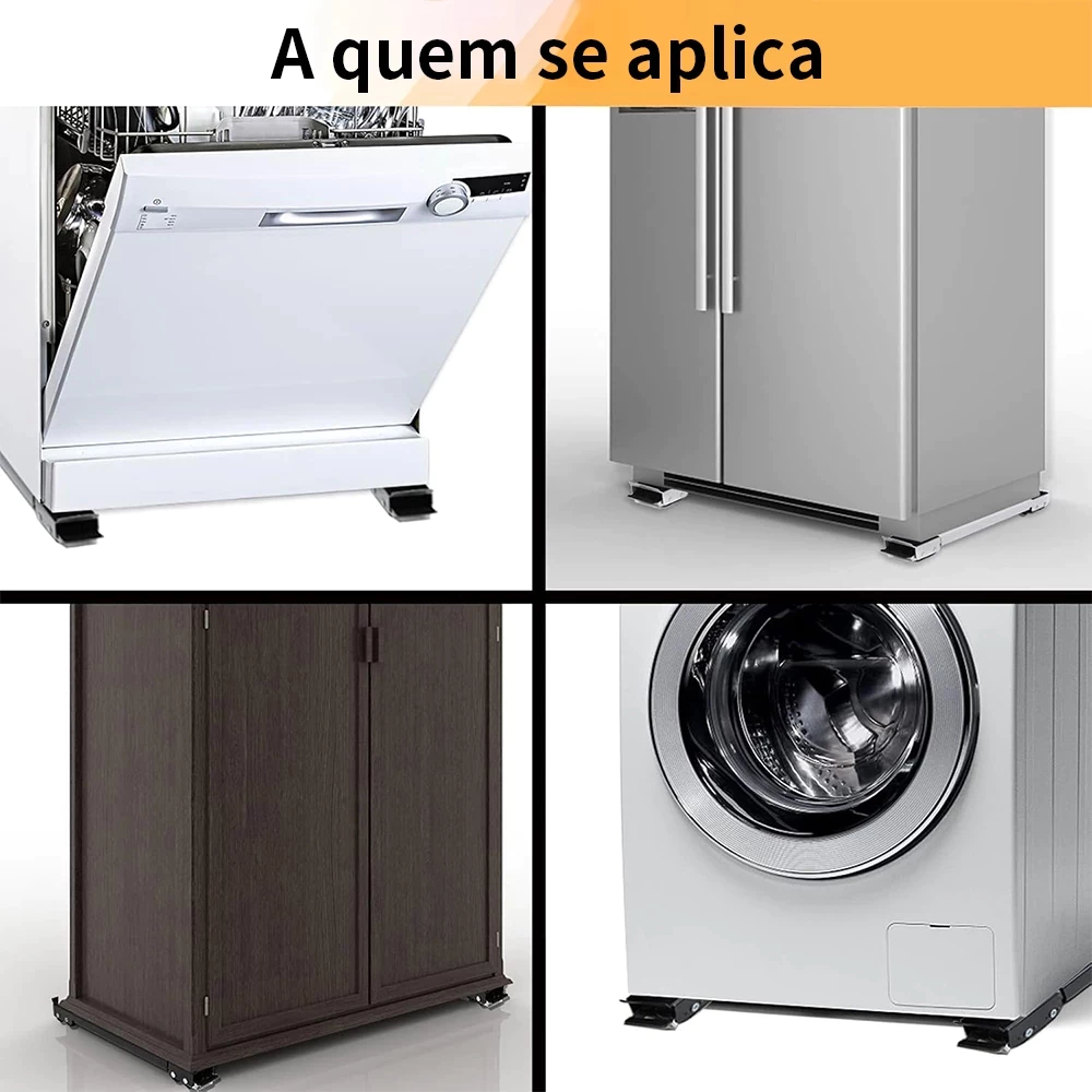 Suporte Com Rodinhas Ajustável Para Máquina De Lavar, Lava Louças Geladeira e Fogão Até 200kg IZEUTILITY IZESHOP