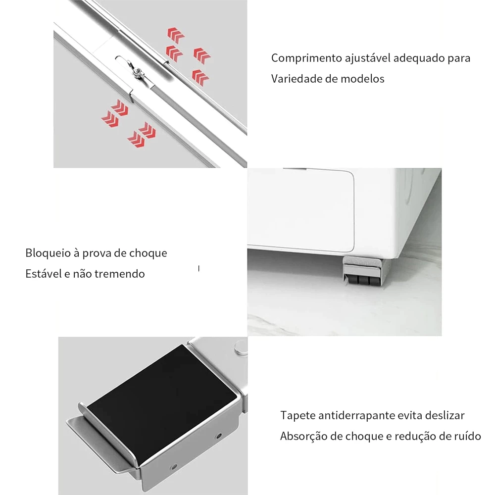 Suporte Com Rodinhas Ajustável Para Máquina De Lavar, Lava Louças Geladeira e Fogão Até 200kg IZEUTILITY IZESHOP