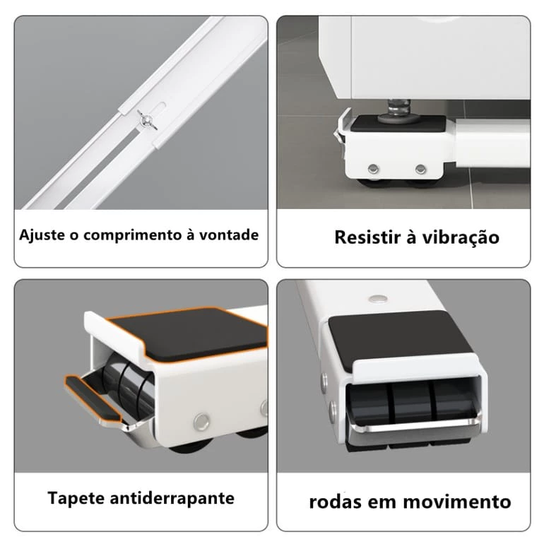 Suporte Com Rodinhas Ajustável Para Máquina De Lavar, Lava Louças Geladeira e Fogão Até 200kg IZEUTILITY IZESHOP