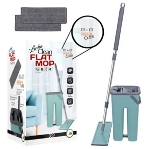 Esfregão Flat Mop IZECLEAN com Balde de 5 Litros e Microfibra de Alta Absorção e Refil Grátis IZESHOP