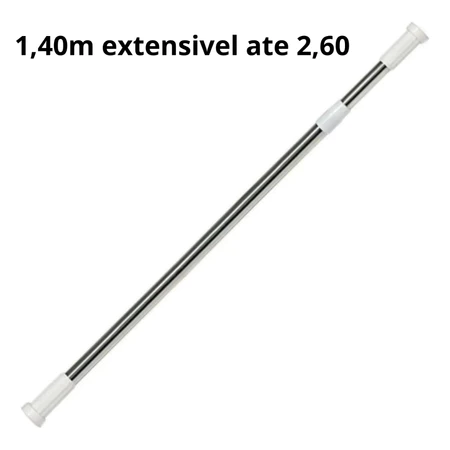 Varão Extensível Bastão Ajustável Box Banheiro de até 2,40m IZESHOP