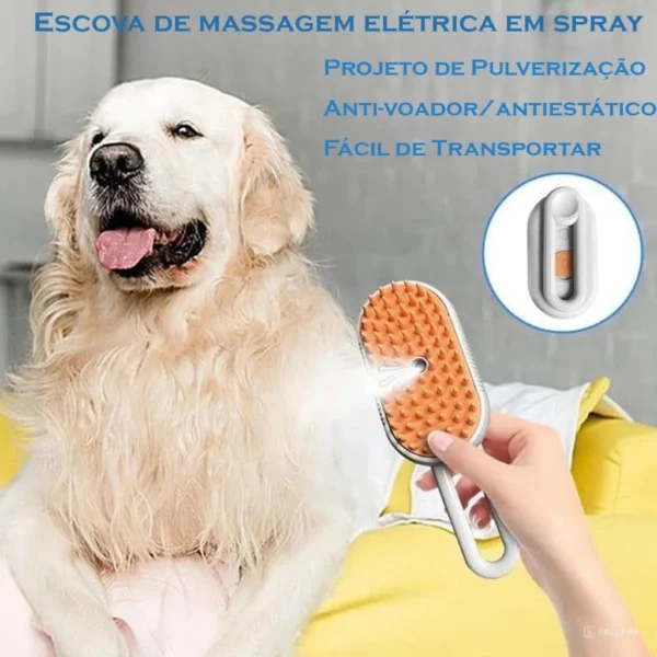 Escova Elétrica 3 em 1 para Pêlos e Massagem de Gatos e Cães IZEPET STEAM IZESHOP