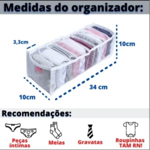 Organizador de Gaveta Colmeia Transparente 10 Divisórias PVC Flexível para Roupas Íntimas IZEORDER MAX
