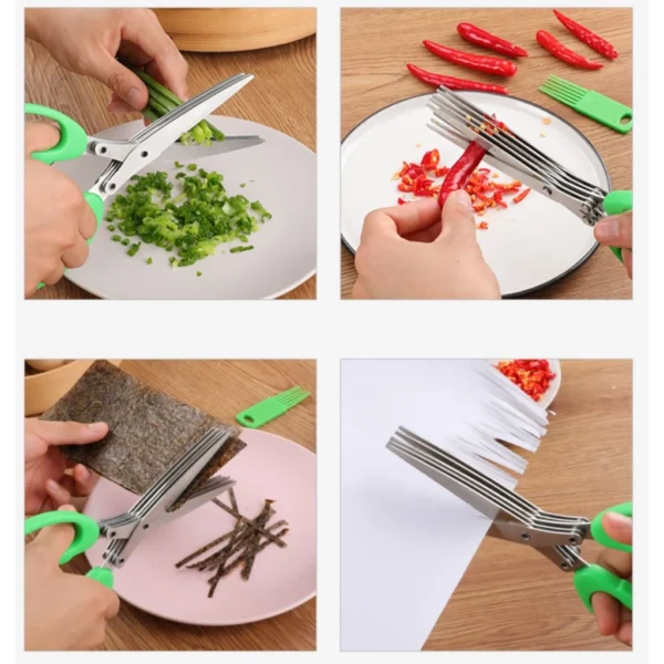 Tesoura de Cozinha 5 Lâminas Inox Multiuso para Hortaliças, Verduras e Ervas IZE CUT PRO