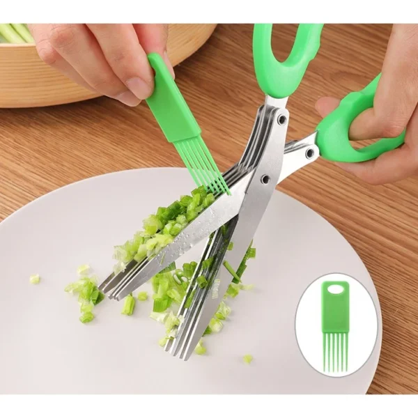 Tesoura de Cozinha 5 Lâminas Inox Multiuso para Hortaliças, Verduras e Ervas IZE CUT PRO