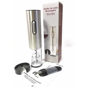 Abridor de Vinho Elétrico Recarregável Inox com Tampa a Vácuo IZEOPEN PRO