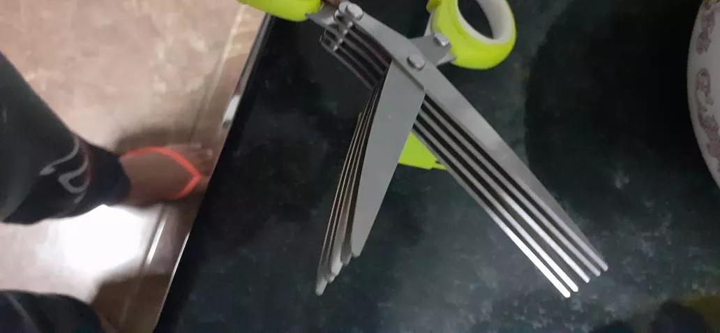 Tesoura 5 Lâminas Inox Multiuso para Cozinha, Corte Preciso de Hortaliças, Cabo Anatômico - IZECUT PRO photo review