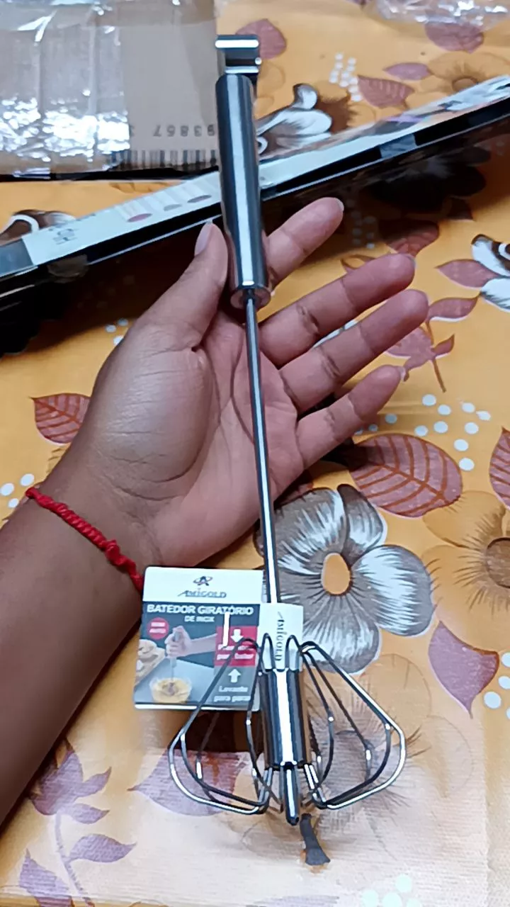 Batedor de Ovos Inox Manual 30cm Para Claras Café IZEHANDY WHISK photo review
