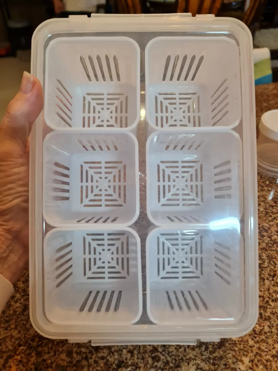 Caixa Organizadora de Alho e Legumes 6 Divisórias Acrílico Transparente Empilhável IZEKEEP FRESH photo review