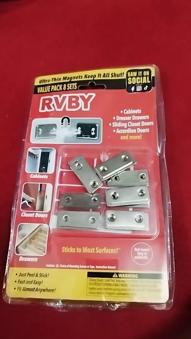 Kit 8 Chapinhas Magnéticas Ultra-Finas Aço Inoxidável Porta Gaveta Armário IZELOCK FIX photo review