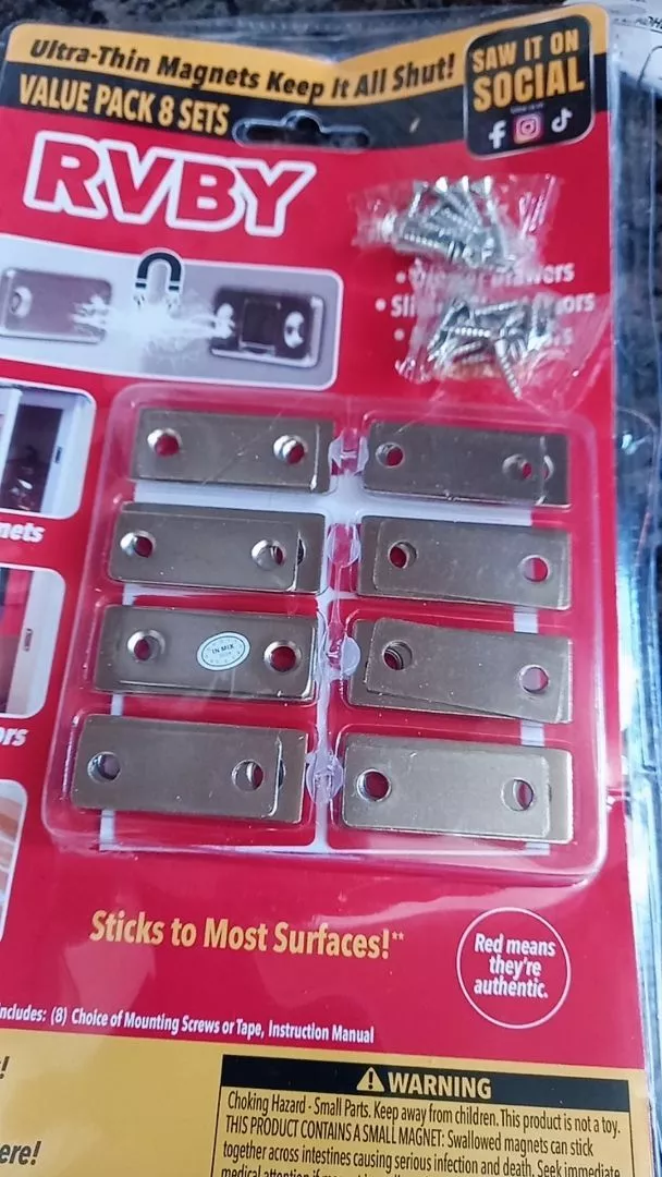 Kit 8 Chapinhas Magnéticas Ultra-Finas Aço Inoxidável Porta Gaveta Armário IZELOCK FIX photo review