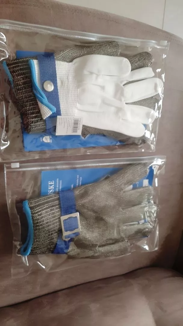 Luva Açougueiro Malha de Aço Inoxidável AntiCorte Flexível Proteção Profissional IZESECURE PRO photo review