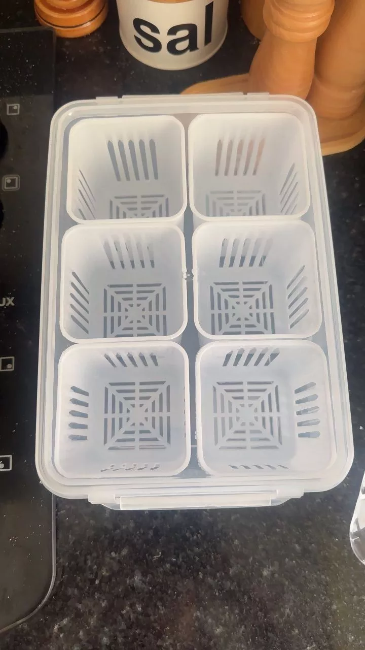 Caixa Organizadora de Alho e Legumes 6 Divisórias Acrílico Transparente Empilhável IZEKEEP FRESH photo review
