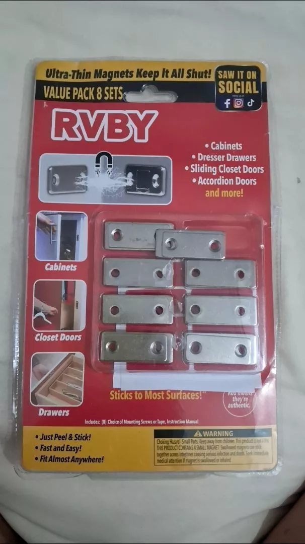 Kit 8 Chapinhas Magnéticas Ultra-Finas Aço Inoxidável Porta Gaveta Armário IZELOCK FIX photo review