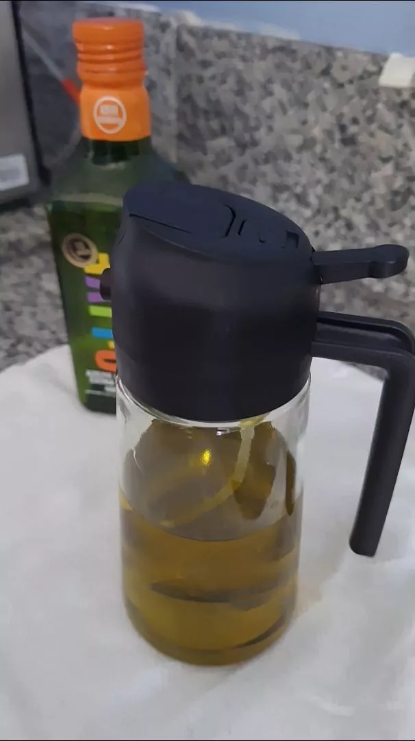 Azeiteiro Vinagreiro Spray Vidro Transparente 470ml com Botão Dosador IZEGLASS FLOW photo review