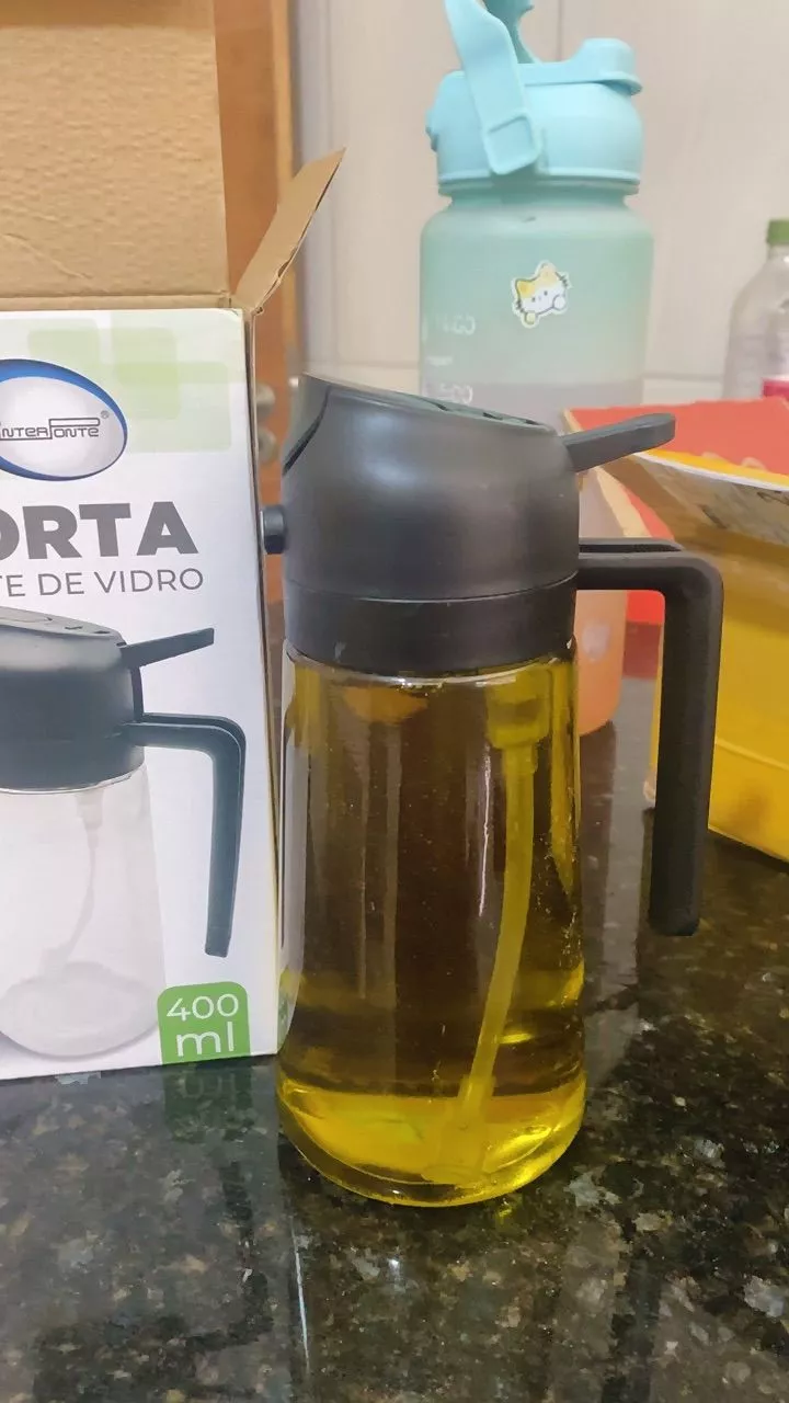 Azeiteiro Vinagreiro Spray Vidro Transparente 470ml com Botão Dosador IZEGLASS FLOW photo review