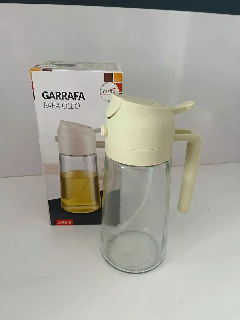 Azeiteiro Vinagreiro Spray Vidro Transparente 470ml com Botão Dosador IZEGLASS FLOW photo review