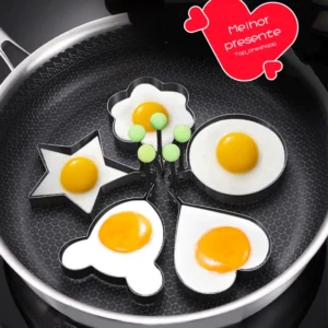 Kit Moldes Ovo e Panqueca Inox 5 Formatos Mickey Estrela Redondo IZEFUN SHAPES