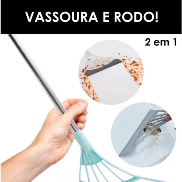 Vassoura Mágica 3 em 1 Silicone, Limpa Vidro e Piso, Aço Inox IZEFLAT CLEAN