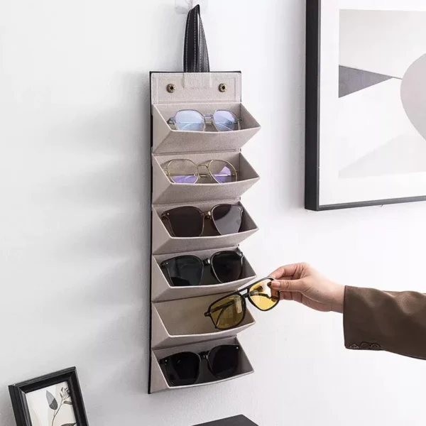 Organizador de Óculos Dobrável 3 Lugares Couro PU, Portátil e Ecológico IZECASE FOLD