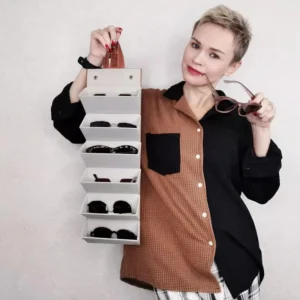 Organizador de Óculos Dobrável 3 Lugares Couro PU, Portátil e Ecológico IZECASE FOLD
