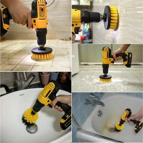Escovas Rotativas para Limpeza Pesada de Pisos e Rejuntes Nylon Amarela IZEDEEP SCRUB