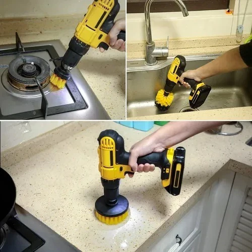 Escovas Rotativas para Limpeza Pesada de Pisos e Rejuntes Nylon Amarela IZEDEEP SCRUB