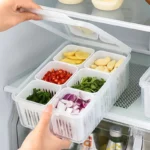 Caixa Organizadora para Alho Multiuso 6 Divisórias Acrílica Transparente Empilhável IZEKEEP FRESH