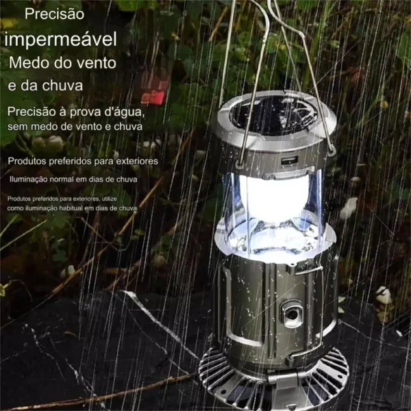 Lampião Solar Retrátil 6 LED Portátil à Prova d'Água para Camping IZEOUTDOOR POWER