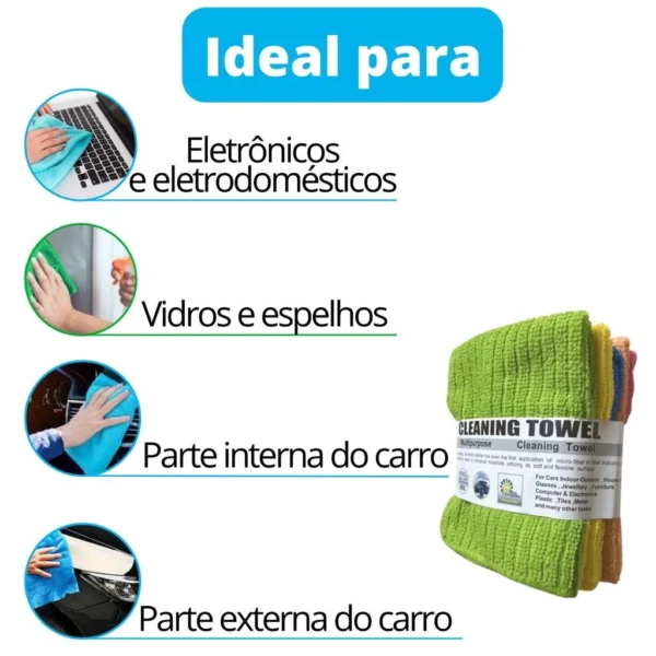 Kit 10 Panos Microfibra Alta Absorção Multiuso IZEULTRA CLEAN