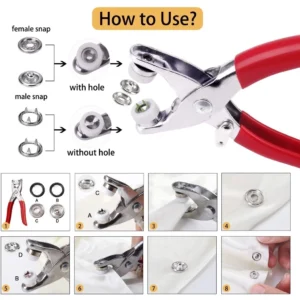 Alicate Aplicador de Botão de Pressão para Roupas de Bebê Latão Inox 150 Peças IZESNAP PRO