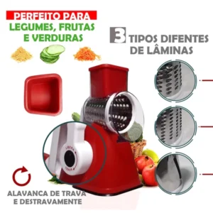 Ralador Fatiador Manual 3 em 1 de Aço Inoxidável com Base de Sucção IZEROTATE PRO