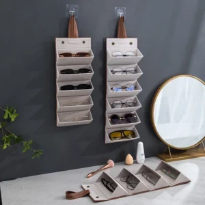 Organizador de Óculos Dobrável 3 Lugares Couro PU, Portátil e Ecológico IZECASE FOLD
