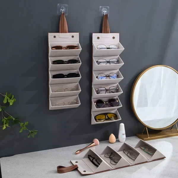 Organizador de Óculos Dobrável 3 Lugares Couro PU, Portátil e Ecológico IZECASE FOLD