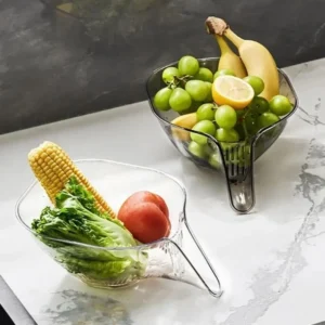 Kit 2 Cestas de Drenagem Transparente para Frutas e Vegetais IZECLASSIC CLEAN