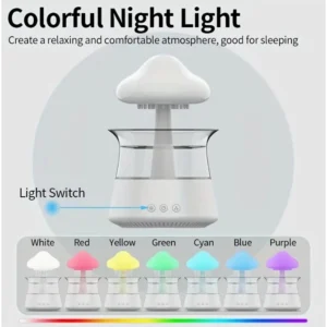 Umidificador Difusor de Aroma Chuva e Nuvem, 7 Cores, Tanque 450ml, Som Relaxante, IZECOZY RAIN