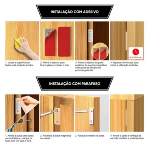 Kit 8 Chapinhas Magnéticas Ultra-Finas Aço Inoxidável Porta Gaveta Armário IZELOCK FIX