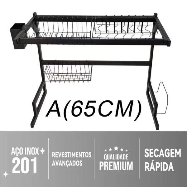 Escorredor de Louças Ajustável Aço Inoxidável Preto IZEORGANIC PRO
