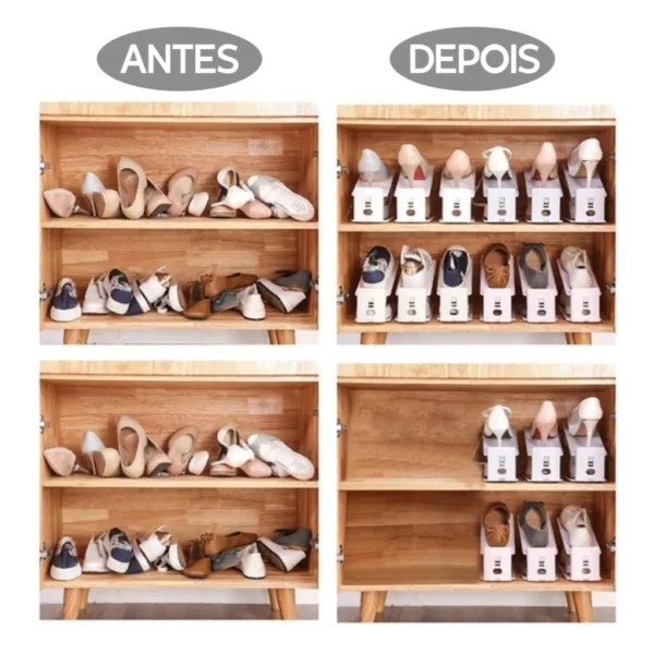 Organizador de Sapatos Preto Altura Ajustável 20 Unidades IZEBOXX SPACE