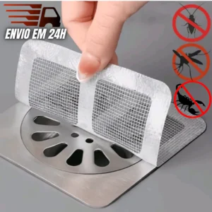 Tela Protetora Adesiva para Ralo 10x10cm, Coletor de Cabelo, Anti-Inseto, Fácil Instalação IZECLEAN SAFE
