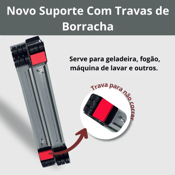 Suporte Com Rodinhas Ajustável Para Geladeira, Fogão E Máquina De Lavar Até 200kg, Freio E Base Antiderrapante IZELOAD PRO
