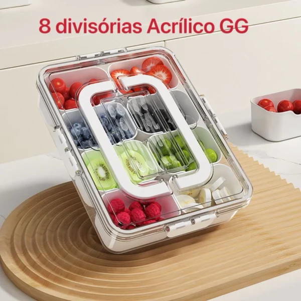 Caixa Organizadora de Alho e Legumes 6 Divisórias Acrílico Transparente Empilhável IZEKEEP FRESH