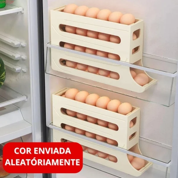 Porta Ovos Deslizante para Geladeira 4 Andares 30 Unidades Compacto IZEORGANIZE PRO
