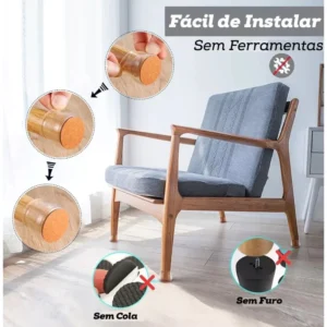 Kit 16 Protetores Tamanho Grande de Silicone Transparentes para Pés de Cadeira IZEQUIET SHIELD IZESHOP