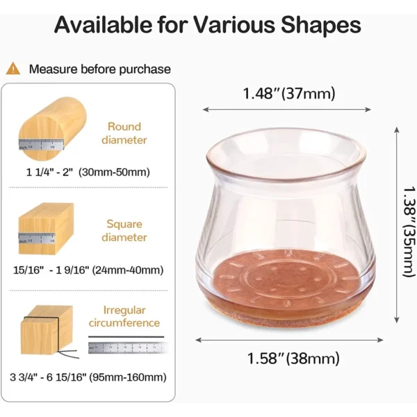 Protetor de Silicone Transparente para Pés de Cadeira IZEQUIET SHIELD
