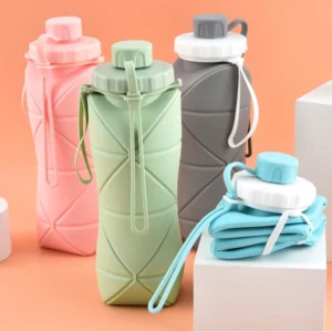 Garrafa de Água Dobrável Silicone 600ml Portátil BPA Free Lavável IZEHYDRA FLEX
