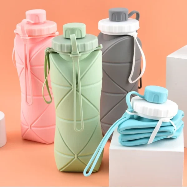 Garrafa de Água Dobrável Silicone 600ml Portátil BPA Free Lavável IZEHYDRA FLEX