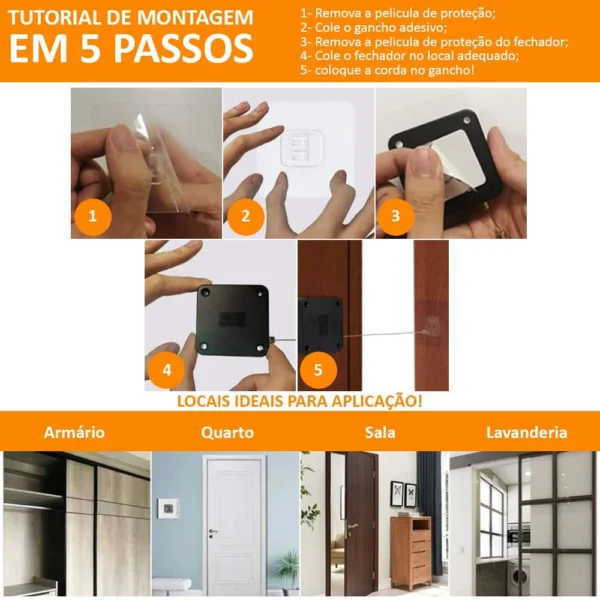 Fechador de Porta Automático com Mola de Aço, Instalação Fácil, Para Ambientes Internos e Externos IZELOCK PRO